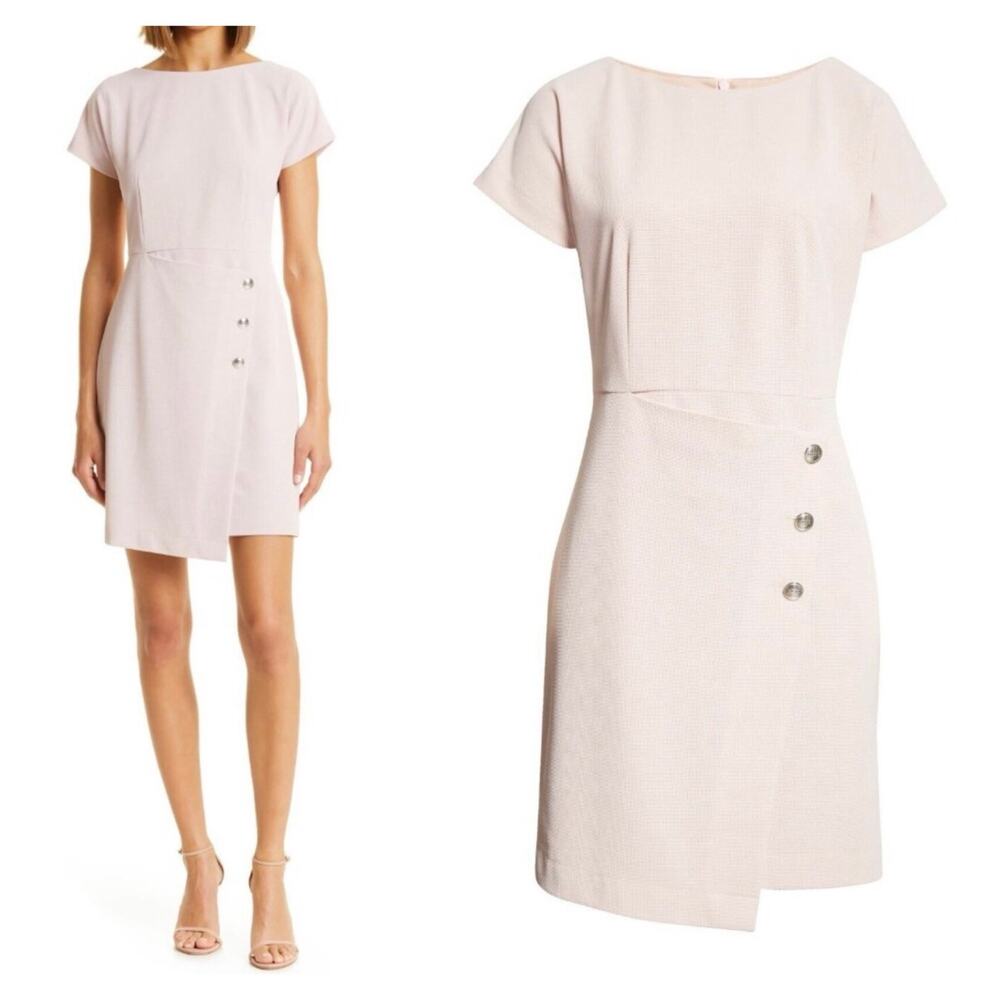Hugo Boss | Datera Pink Wrap Sheath Dress Size 6 Minimalist Luxury Glam Work